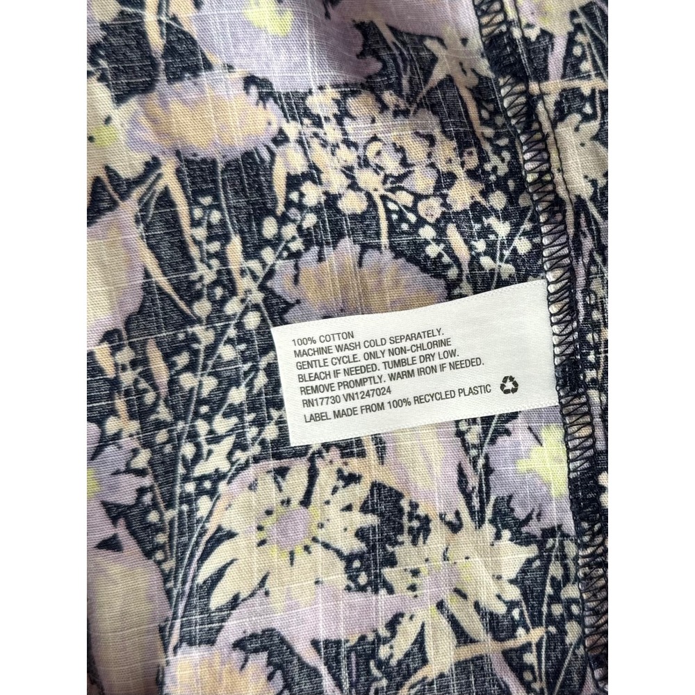 Ava & Viv Womens 2X Floral Cotton Shift Dress Navy Purple Tiered Puff Sleeve - Picture 7 of 8